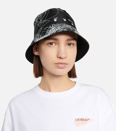Shop Off-white Printed Bucket Hat In Black White