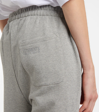 Shop Vetements Anarchy Cotton-blend Sweatpants In Grey Melange Baby Pink