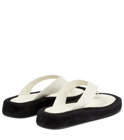 Shop The Row Ginza Leather And Suede Thong Sandals In Natural - Black