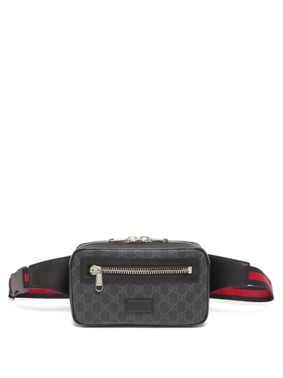 Gucci Gg-jacquard Coated-canvas And Leather Belt Bag In Black | ModeSens