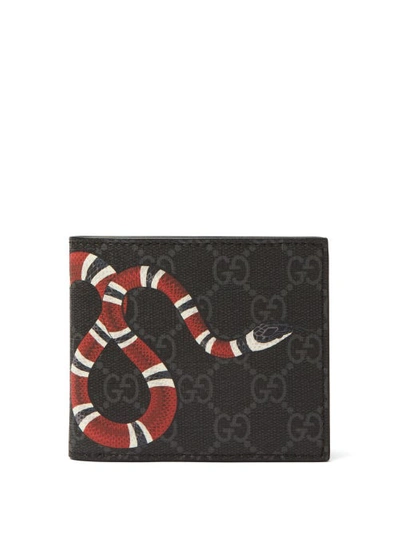 Gucci Snake-print Gg-supreme Wallet In Black | ModeSens