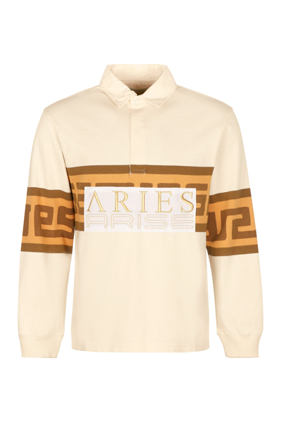 Shop Aries Meandros Rugby Shirt In Beige