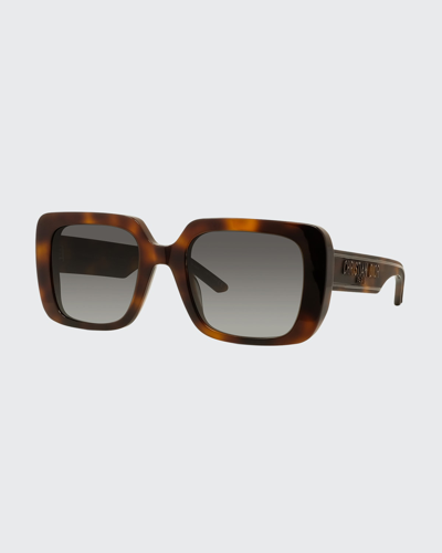 Shop Dior Oversized Square Acetate Sunglasses In 56n Green Havana