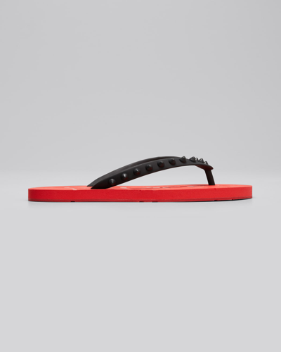 Christian Louboutin Men's Loubi Tonal Spiked Red Sole Flip Flops - Bergdorf  Goodman