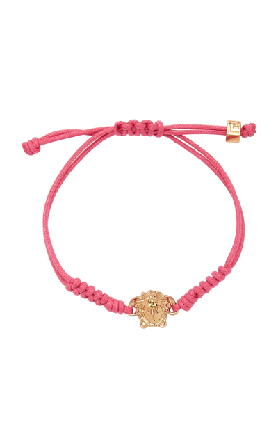 Shop Versace Women's Medusa Braided Cotton; Brass Bracelet In Pink