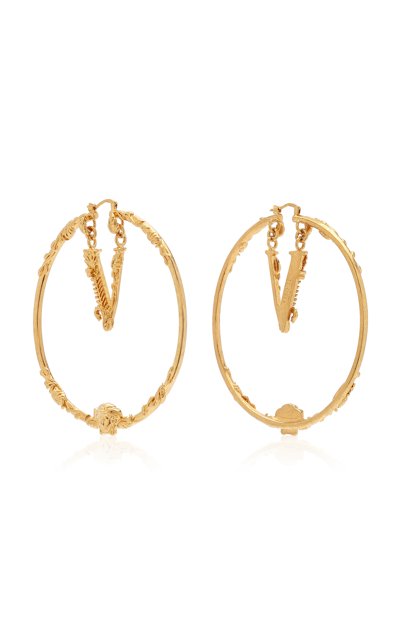 Shop Versace Women's Virtus Gold-plated Hoop Earrings