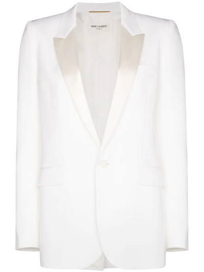 Shop Saint Laurent Single-breasted Tuxedo Jacket In Neutrals