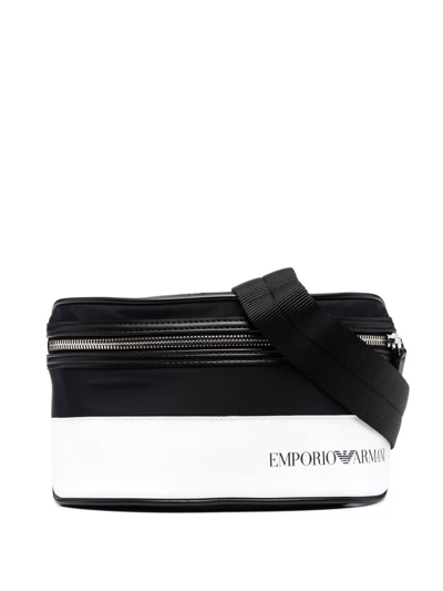 Shop Emporio Armani Logo Print Colour Block Belt Bag In Blue