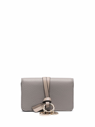 Shop Chloé Alphabet Leather Wallet In Grey