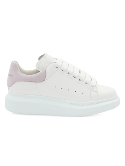 Shop Alexander Mcqueen Suede Oversized Sneakers In White Lilac