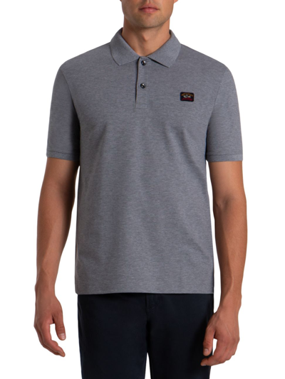Shop Paul & Shark Always Heritage Logo Pique Polo Shirt In Grey