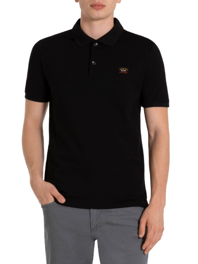 Shop Paul & Shark Always Heritage Logo Pique Polo Shirt In Black