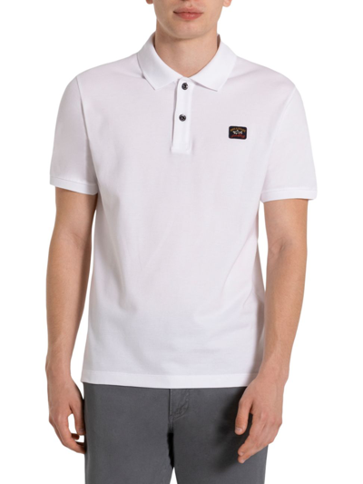Shop Paul & Shark Always Heritage Logo Pique Polo Shirt In White