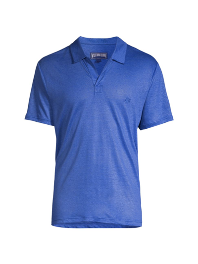 Shop Vilebrequin Pyramid Linen Polo Shirt In Royal Blue