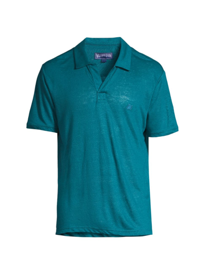 Shop Vilebrequin Pyramid Linen Polo Shirt In Blue Ombre