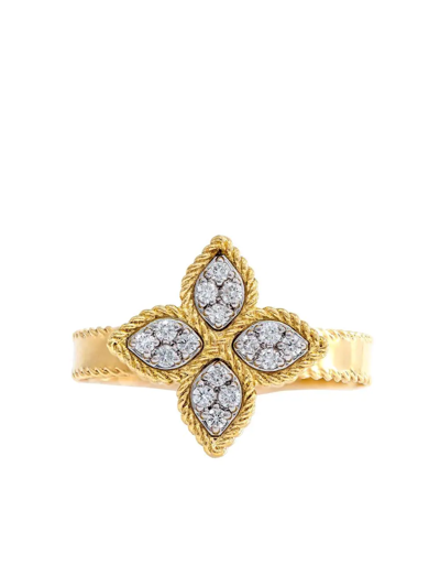 Shop Roberto Coin 18kt Yellow Gold Princess Flower Diamond Ring