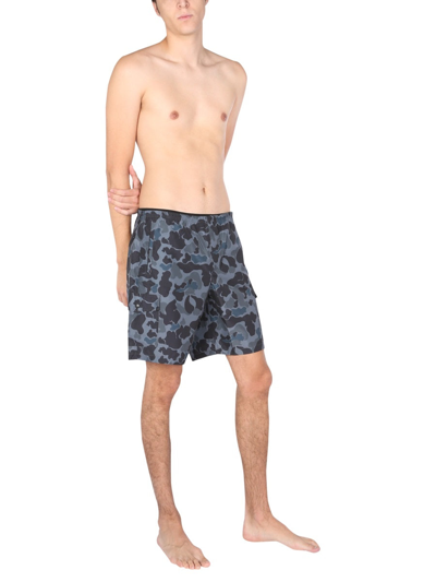 Shop Palm Angels "night Camo" Swimsuit In Black
