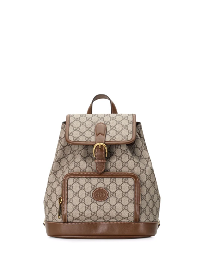 Gucci Gg-supreme Canvas And Leather Backpack In Neutrals