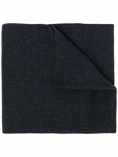 Shop Polo Ralph Lauren Logo-embroidered Wool Scarf In Grey