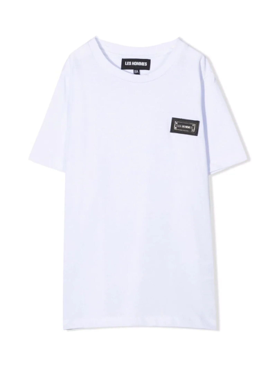 Shop Les Hommes White Cotton T-shirt In Bianco