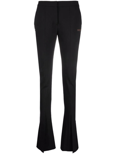 Shop Off-white Black Stretch Wool Trousers In Nero