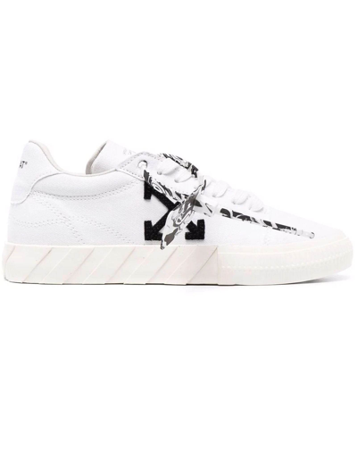 Shop Off-white White Canvas Low Vulcanized Sneakers In Bianco+nero