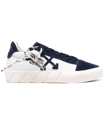 Shop Off-white White Canvas Low Vulcanized Sneakers In Bianco+blu