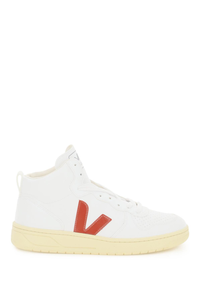 Shop Veja V-15 Cwl Hi-top Sneakers In White Rouille Butter Sole (white)