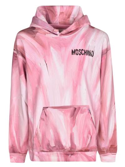 Shop Moschino All-over Paint Detail Logo Hoodie In Fantasy Print