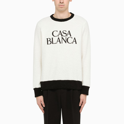 Shop Casablanca Off White Terry Logoed Sweatshirt