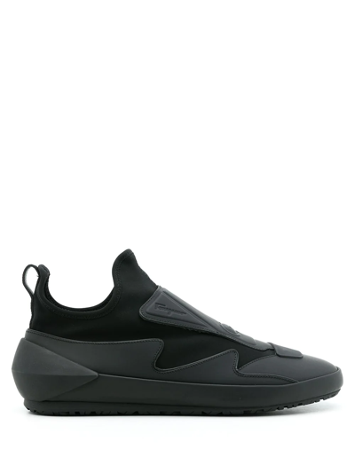 Shop Ferragamo Panelled Slip-on Sneakers In Black