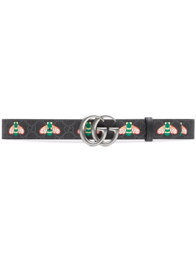 Gucci Gg Marmont Thin Belt With Bees In Black | ModeSens