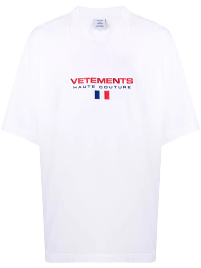 Vetements Haute Couture embroidered Cotton jersey T shirt In White