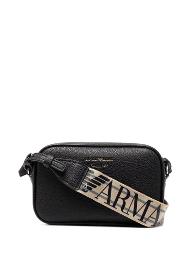Shop Emporio Armani Logo-print Strap Crossbody Bag In Schwarz