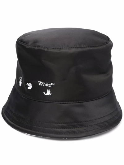 Shop Off-white Logo Print Bucket Hat In Black