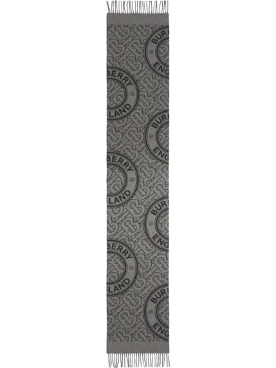 Shop Burberry Reversible Check Monogram Cashmere Scarf In Grau