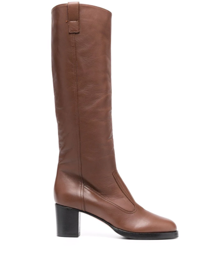 Shop Maryam Nassir Zadeh Norfolk Knee-high Leather Boots In Braun