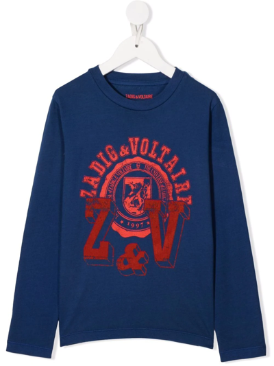 Zadig & Voltaire Kita Logo-print Cotton T-shirt In Blue