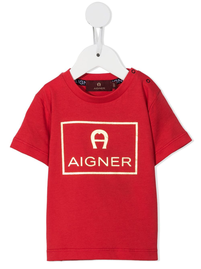 Shop Aigner Logo-print Cotton T-shirt In Red