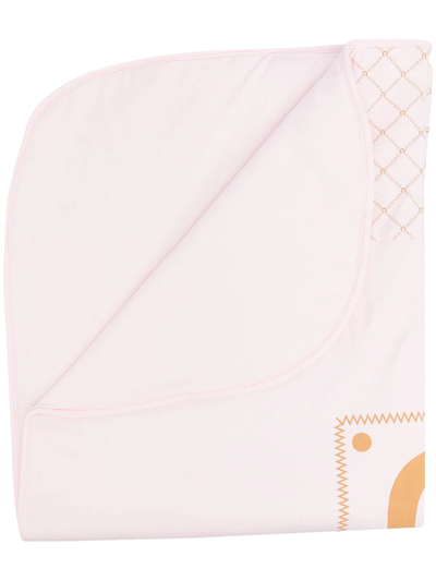 Shop Aigner Logo-print Quilted Cotton Blanket In Pink