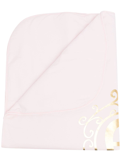 Shop Aigner Logo-print Quilted Cotton Blanket In Pink