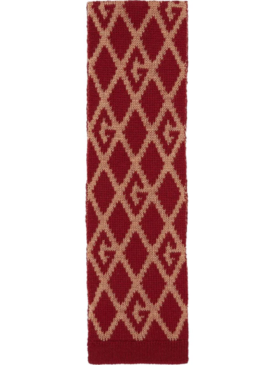 Shop Gucci Geometric G Wool-jacquard Scarf In Red