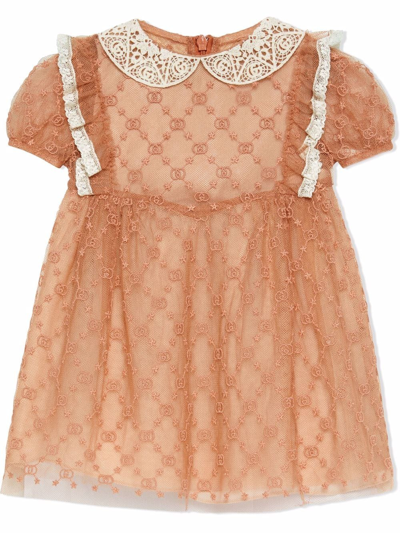 Shop Gucci Gg Star Tulle Dress In Pink