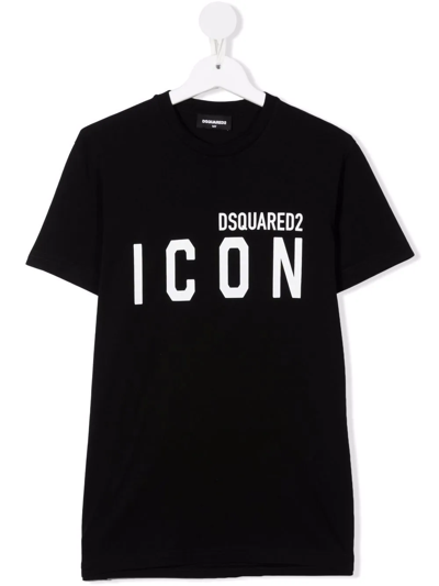 Shop Dsquared2 Teen Icon-print Cotton T-shirt In Black