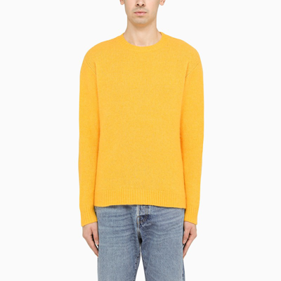 Shop Roberto Collina Yellow Cashmere Crewneck Sweater