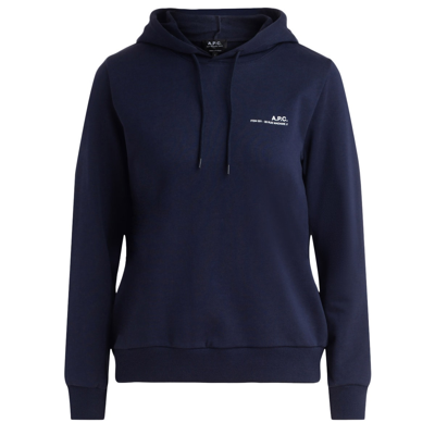 Shop Apc A.p.c. Hooded Sweatshirt Item Navy Blue