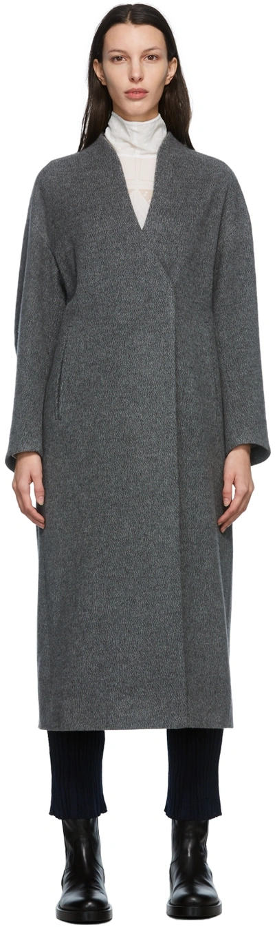 Mosser Wool & Cashmere Collarless Coat In Grey