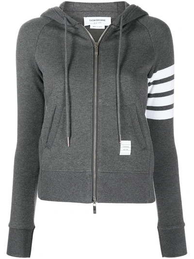 Shop Thom Browne 4-bar Stripe Zip-fastening Hoodie In Grau