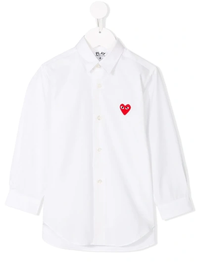 Shop Comme Des Garçons Play Heart Embroidered Shirt In White