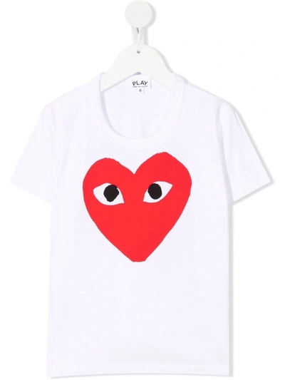 Shop Comme Des Garçons Play Heart-print Short-sleeved T-shirt In White